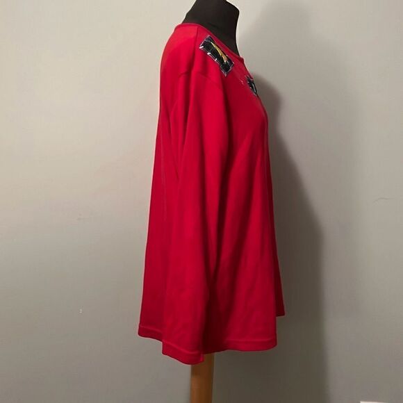 Boobie Brooks Women's Red Christmas Holiday Patches Top Long Sleeve 14W/16W - Picture 6 of 7